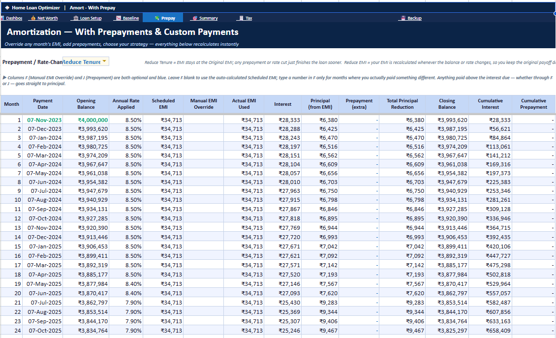 PrepayPlanner Amortization screenshot